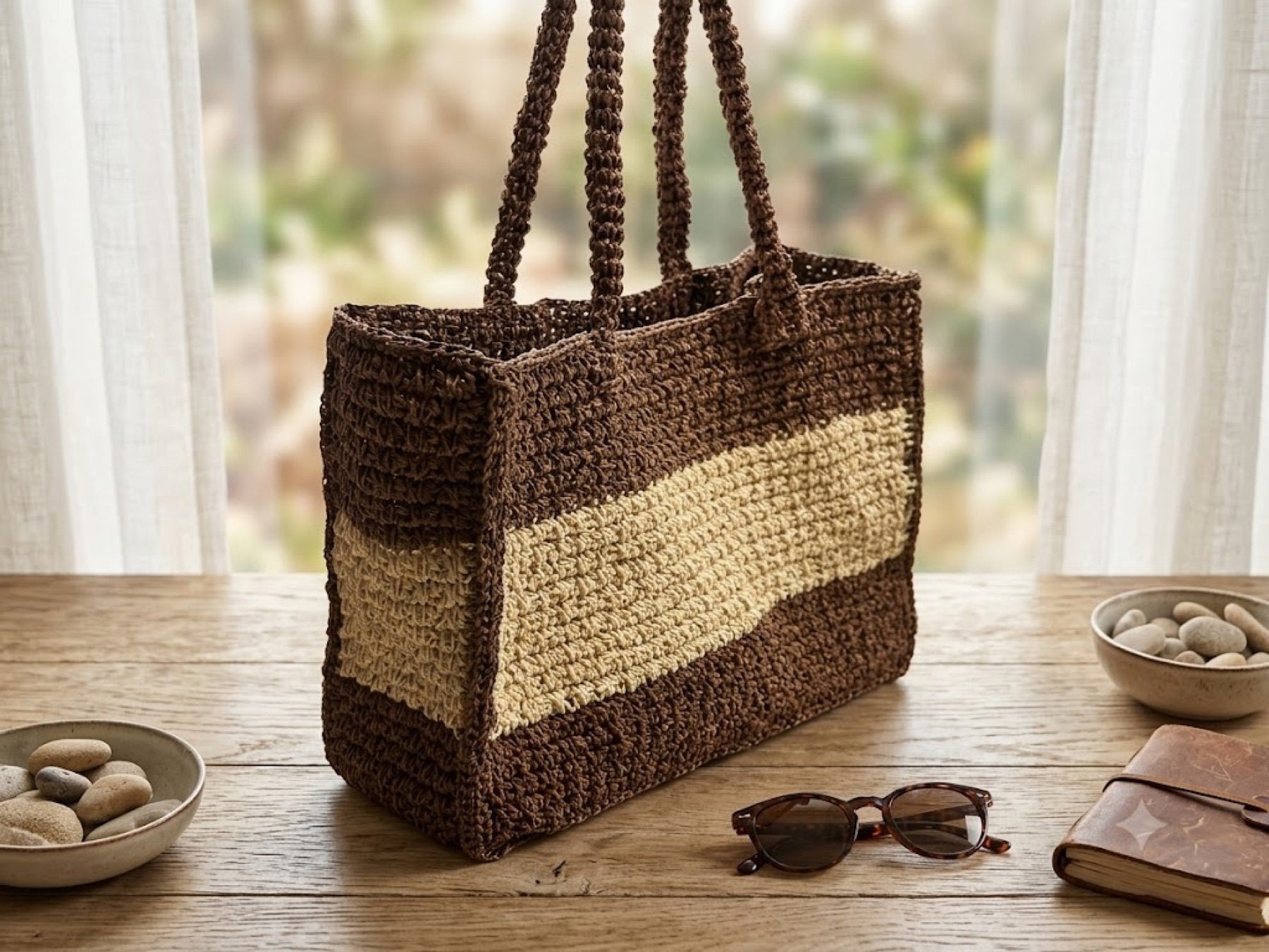 Brown Block Tote - Tote bags