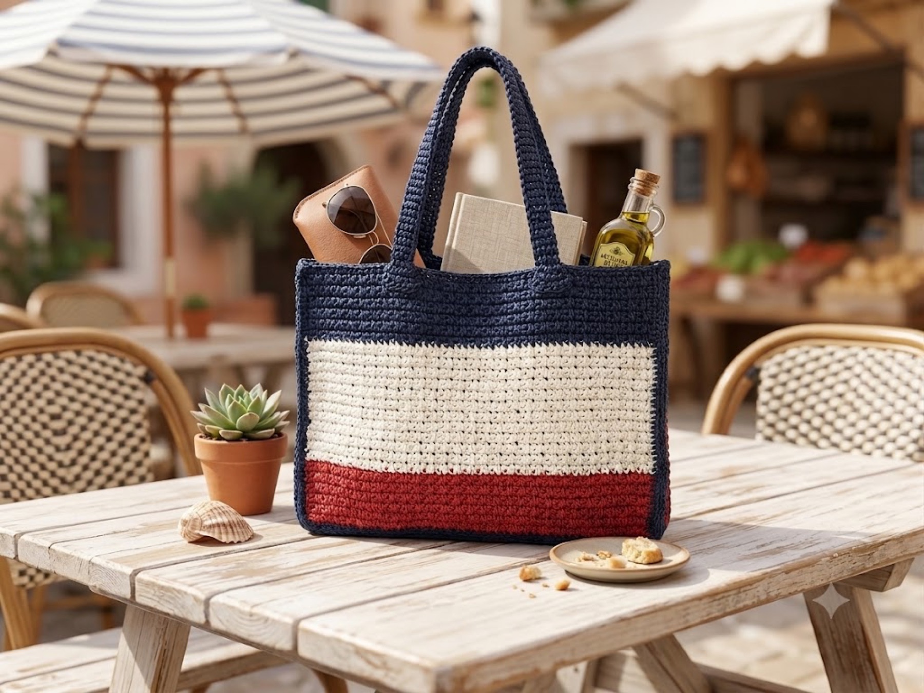 Riviera Navy Tote - Tote bags